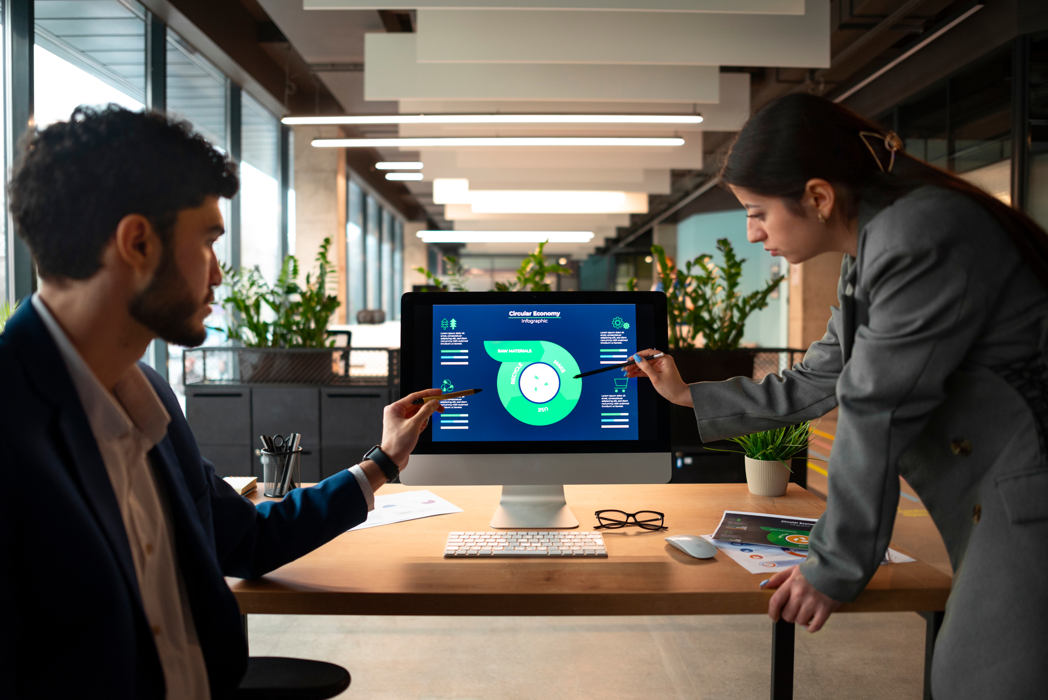 Team collaborating in an office
